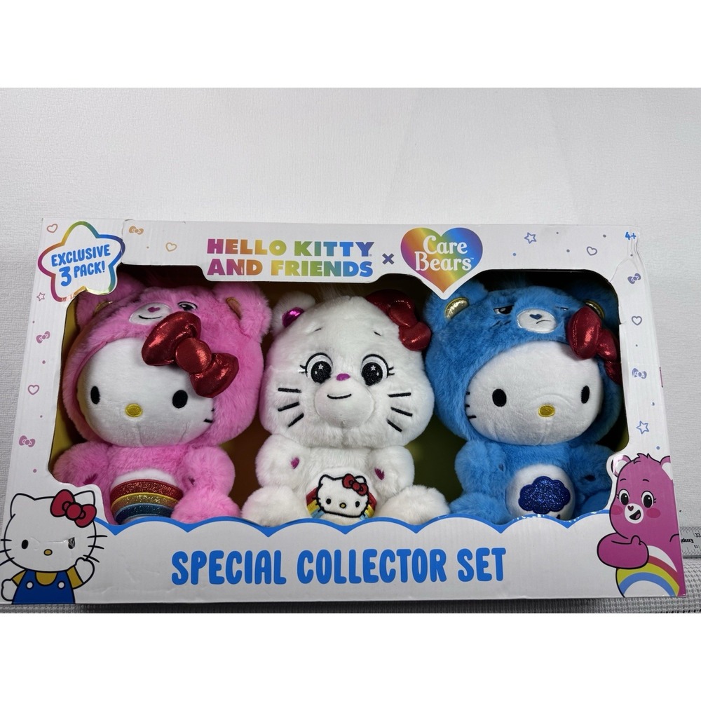 Hello Kitty Care Bears Special Collector Set Exclusive 3 Pack Plush NIB (A-1)
